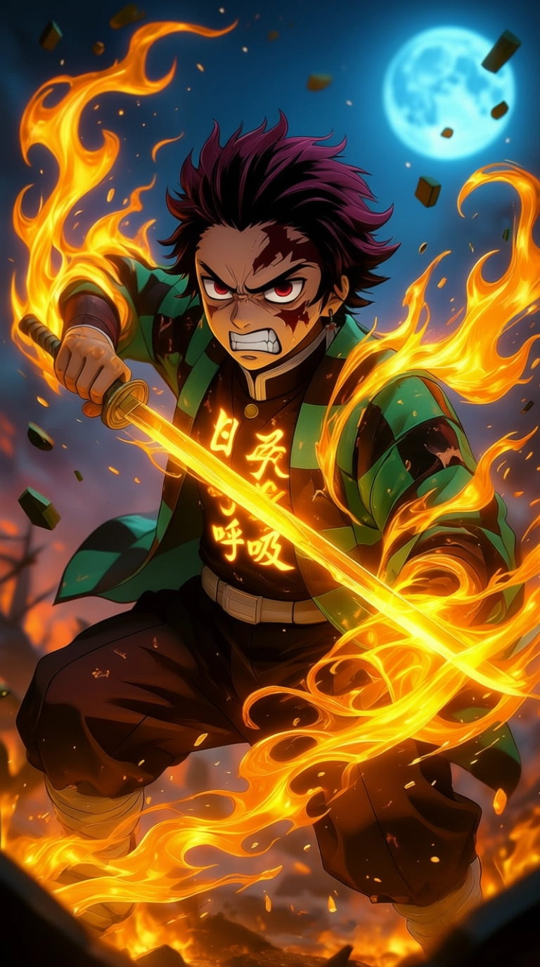 demon slayer, wallpaper, tanjiro kamado, 4k, phone